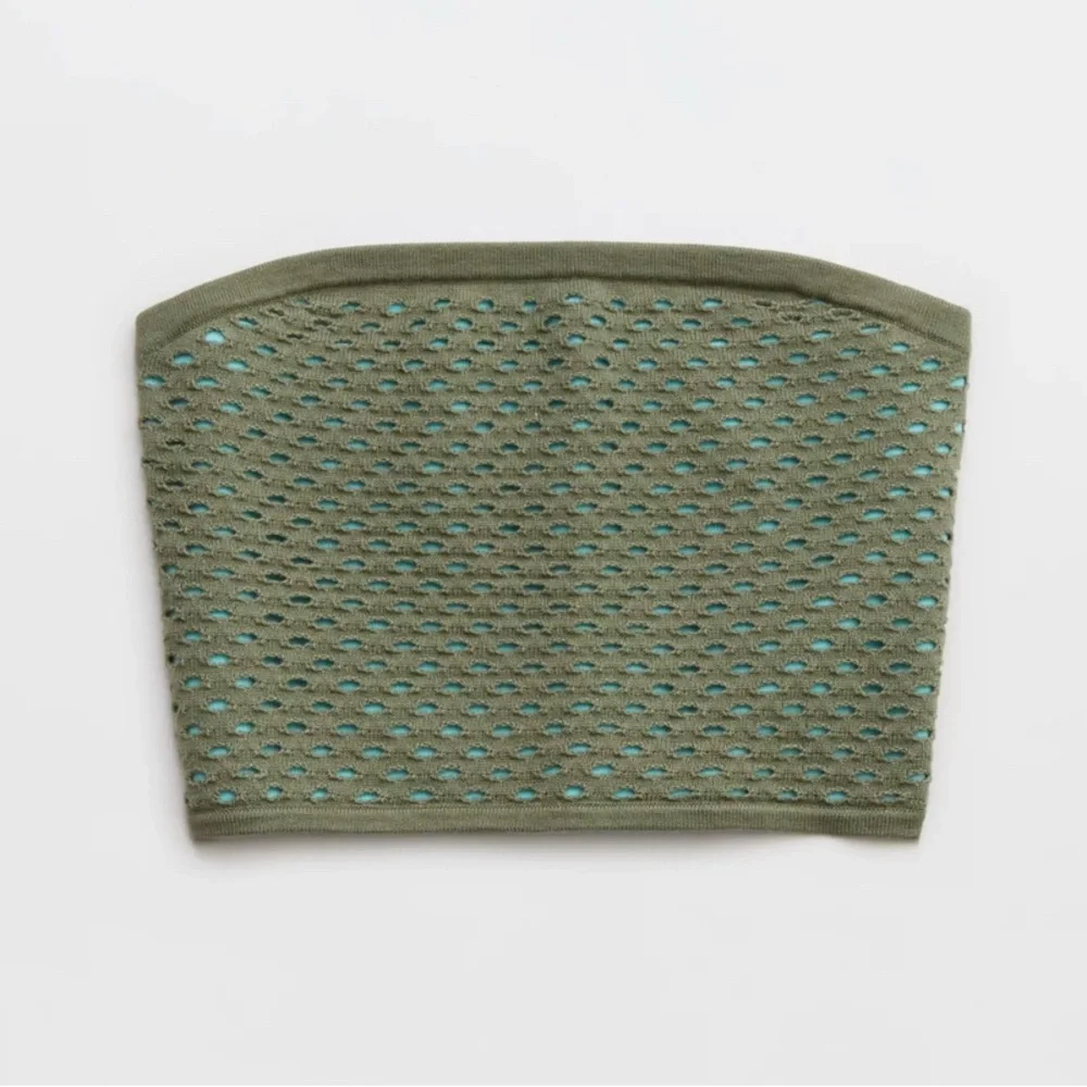 aerie Olive Green Knit Strapless Tube Top S - Picture 3 of 7